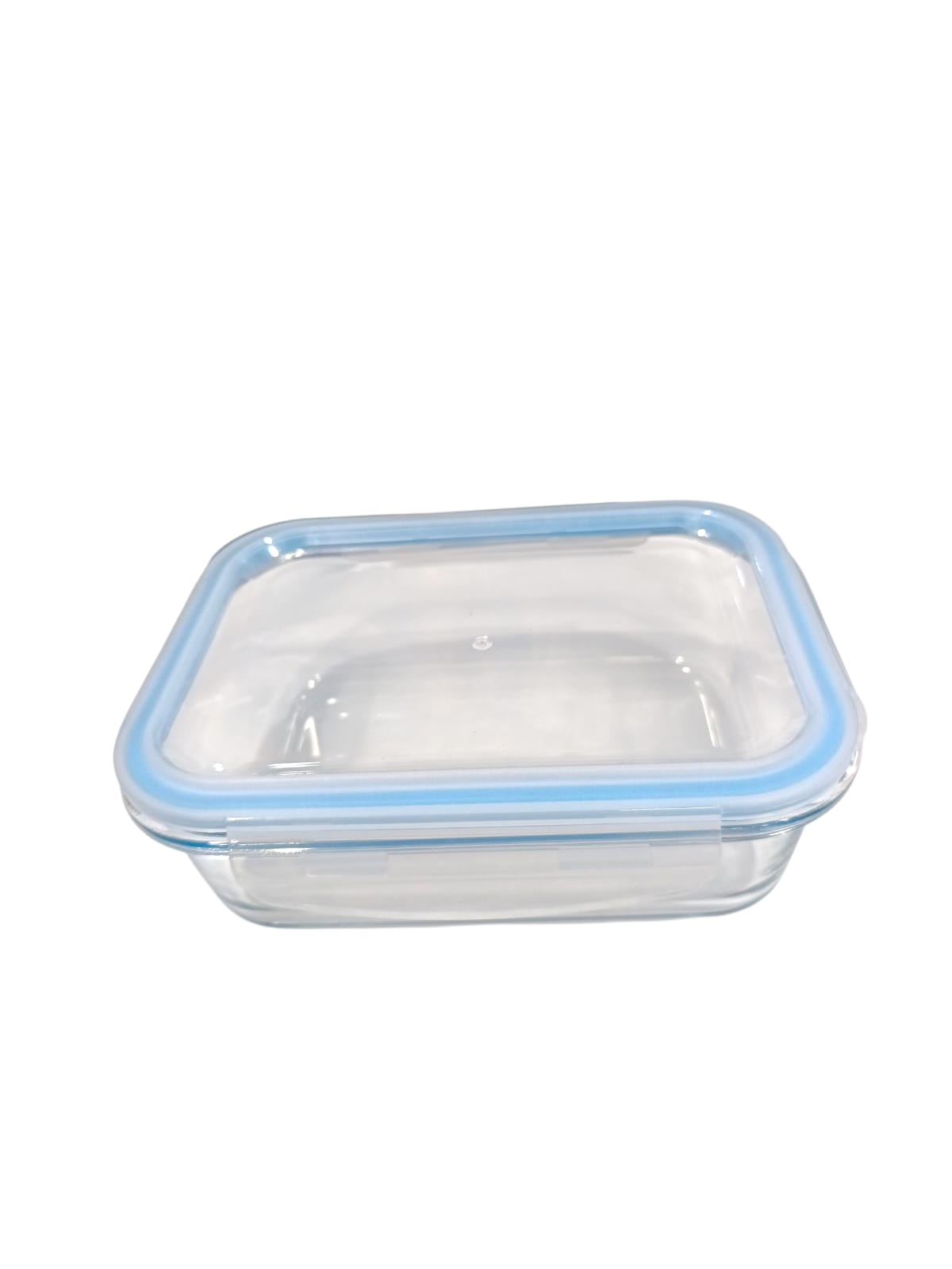 Taper rectangular de vidrio 1050 ml con tapa hermética filo celeste