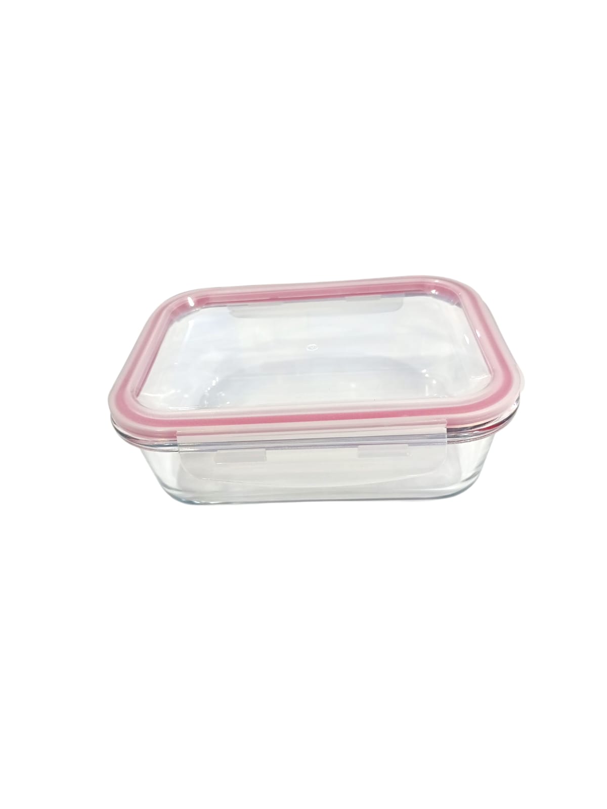 Taper rectangular de vidrio 1050 ml con tapa hermética filo rojo