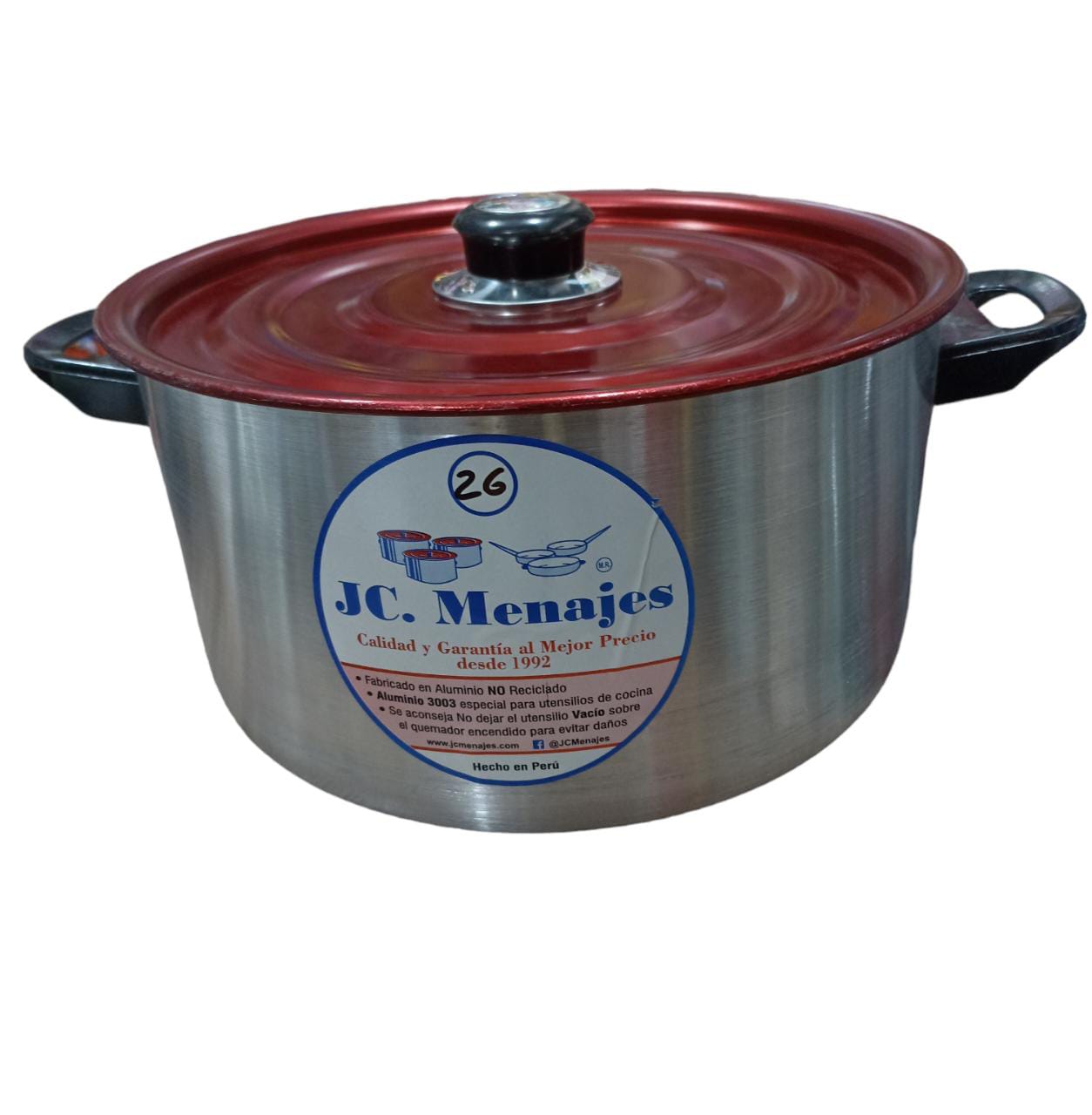 Olla lijada de aluminio marca JC Menajes