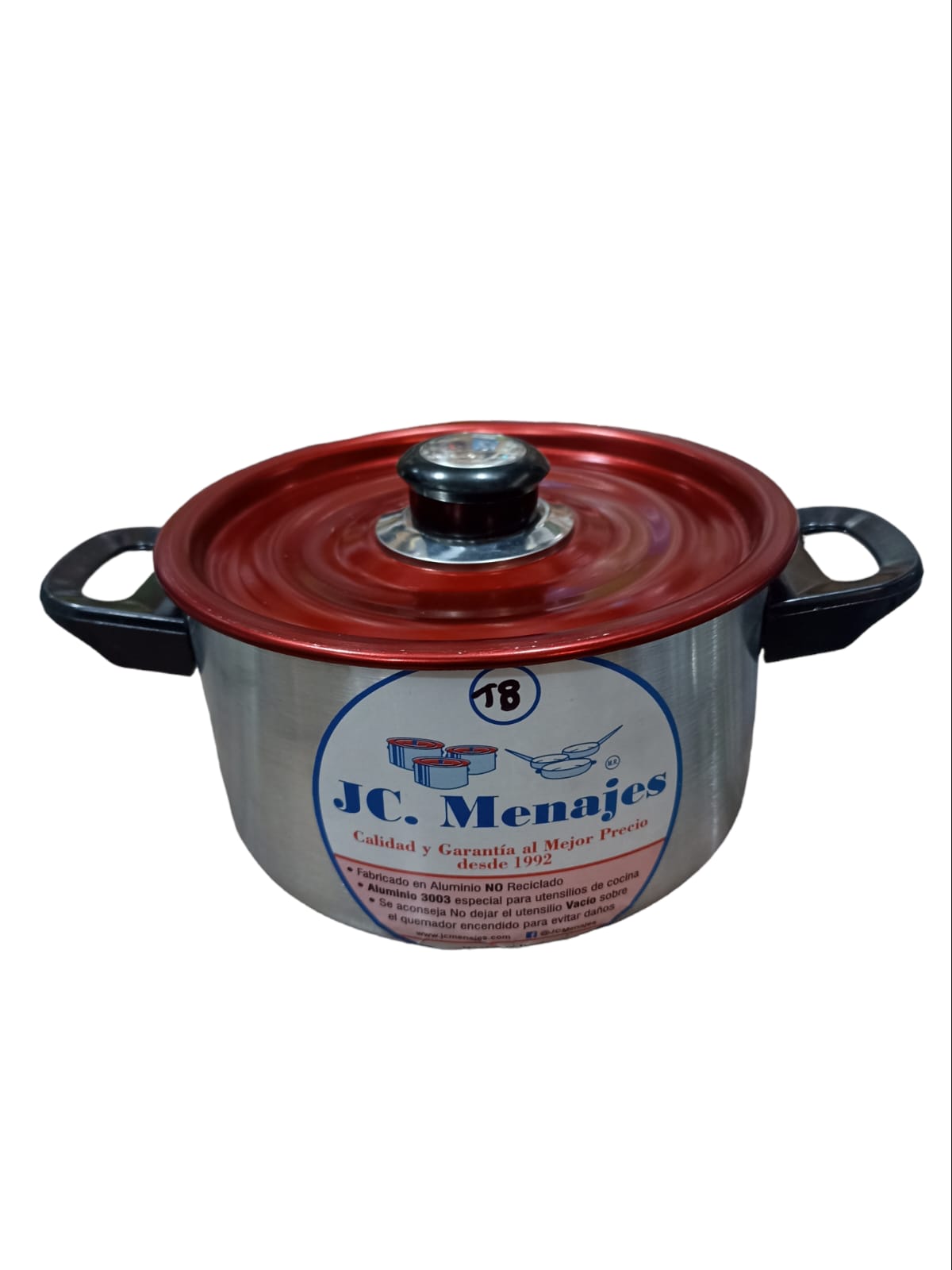 Olla lijada de aluminio marca JC Menajes