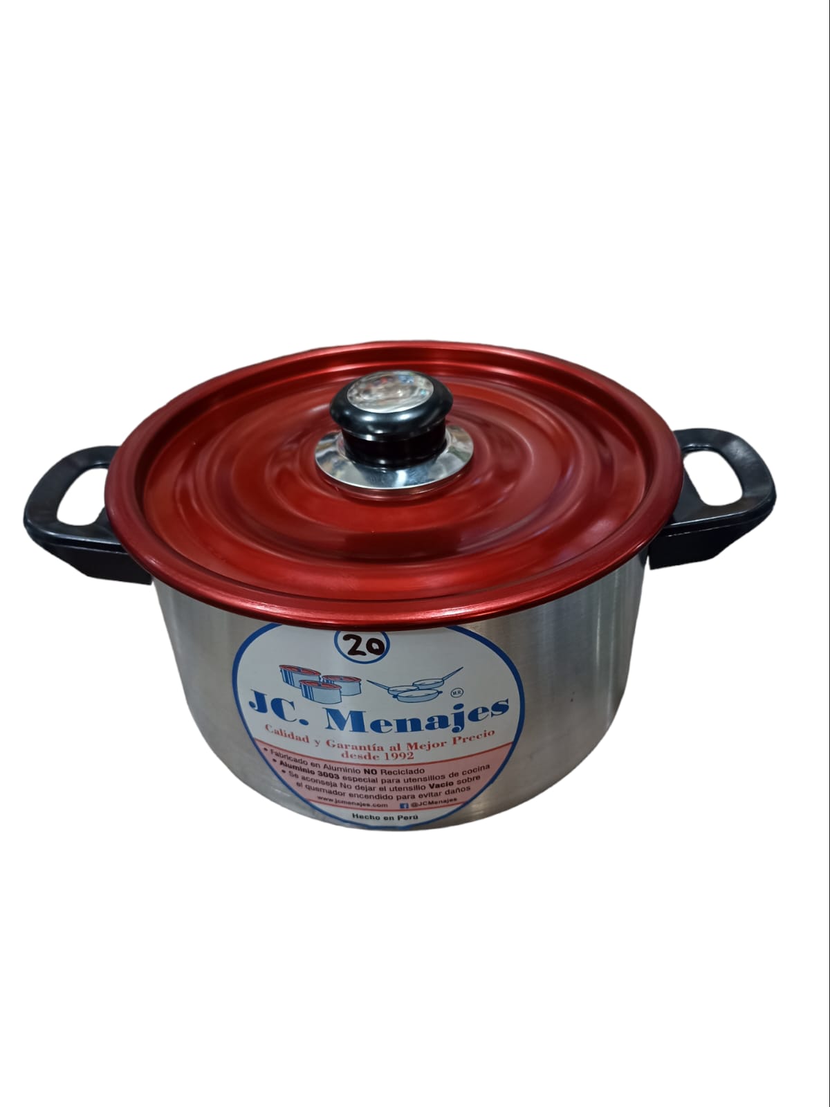 Olla lijada de aluminio marca JC Menajes