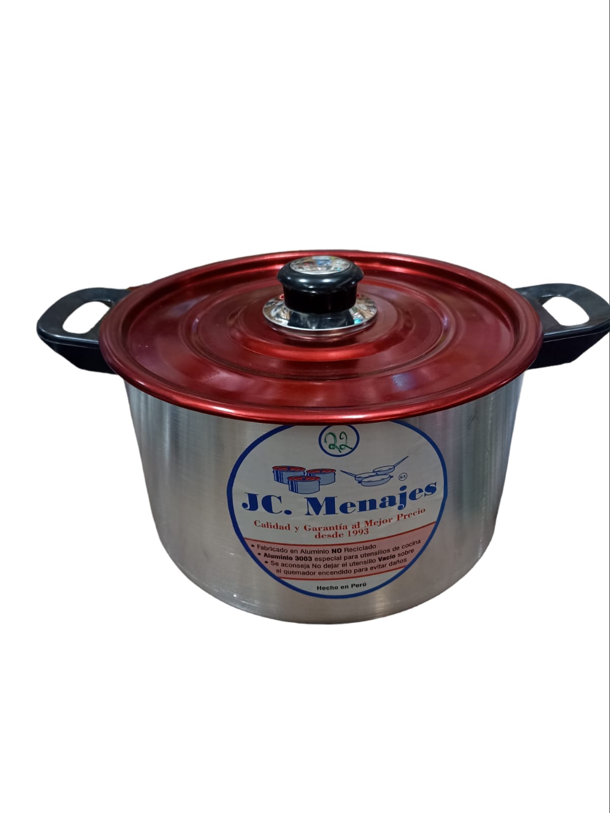 Olla lijada de aluminio marca JC Menajes