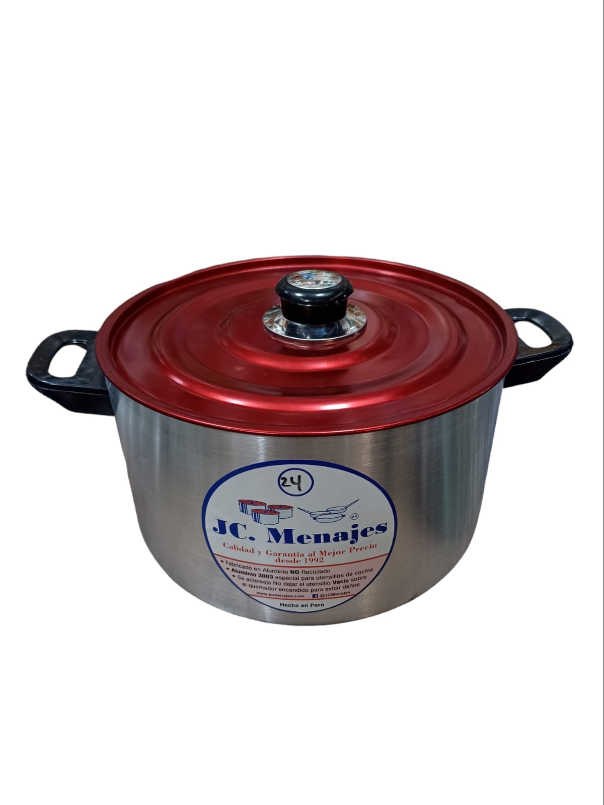 Olla lijada de aluminio marca JC Menajes