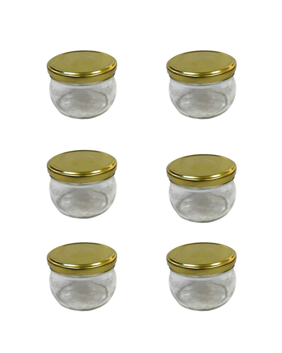 Frasco de vidrio 258 ml tapa rosca dorada x 6 unidades