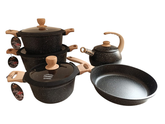 9-piece Valeska volcanic rock cookware set