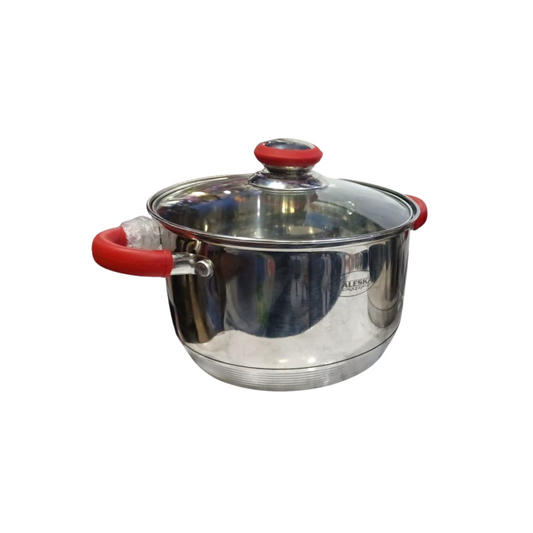Olla de acero inoxidable 20 cm con tapa de vidrio marca Valeska