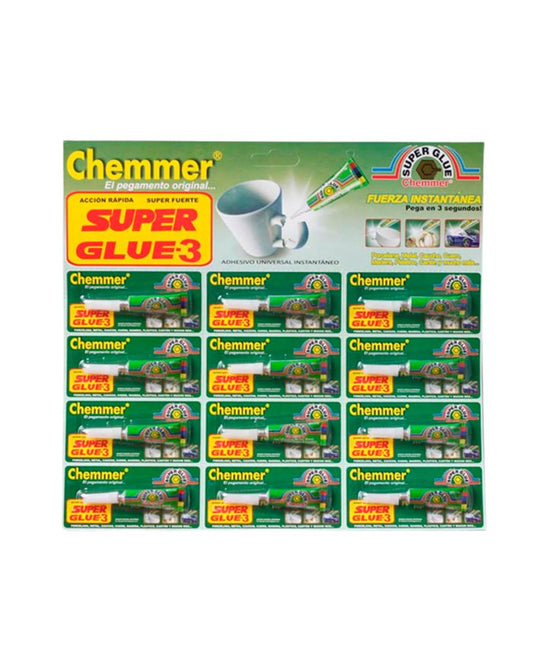 Pegamento Chemmer super glue x 12 unidades