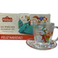 Set 6 Tazas navideñas de vidrio con plato muñeco de nieve