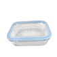 Taper rectangular de vidrio 1050 ml con tapa hermética filo celeste