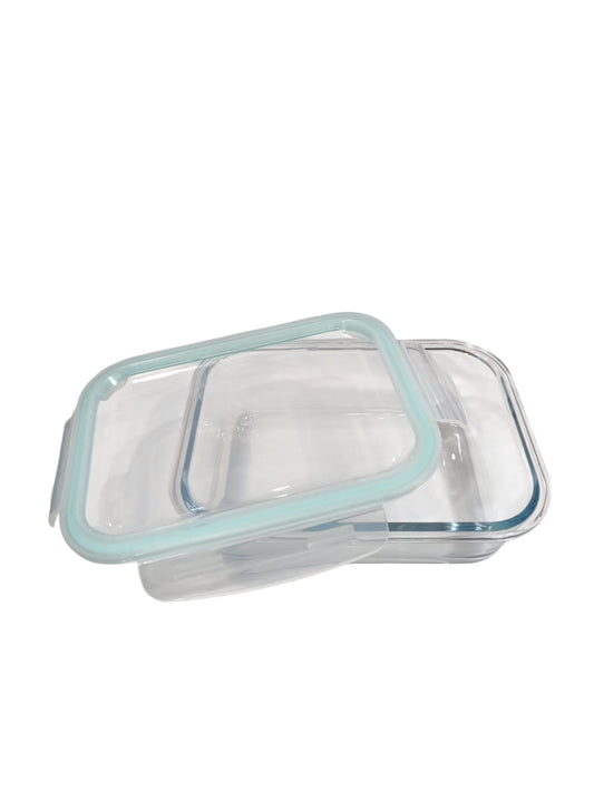 Taper rectangular de vidrio 1050 ml con tapa hermética filo verde
