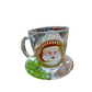 Set 6 Tazas navideñas de vidrio con plato rostro Papa Noel